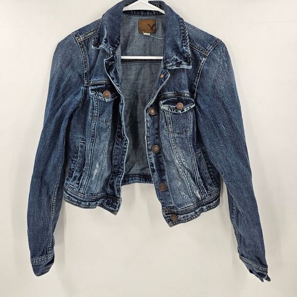 American eagle small denim jacket jean crop cropped - Picture 1 of 3